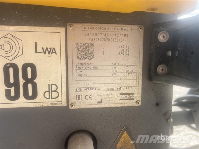 Atlas Copco XAS48 Mobile Compresseur A Air Air Compressor Kompresorji