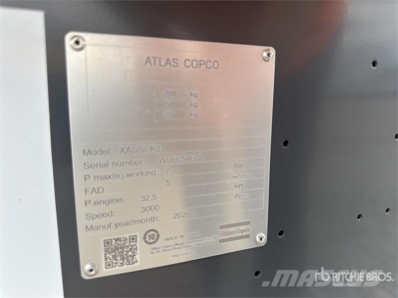 Atlas Copco XAS88 Mobile Air Compressor (Unused) Компресори
