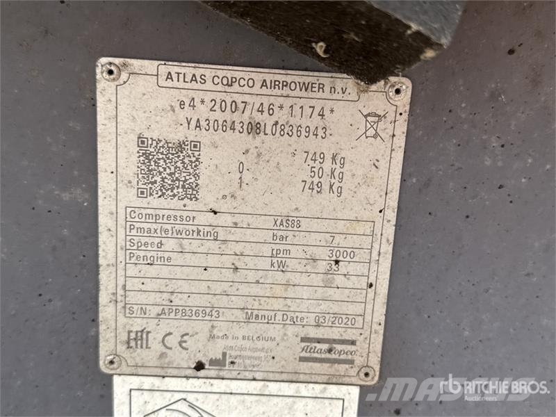Atlas Copco XAS88 Mobile Compresseur A Air Air Compressor Compressores