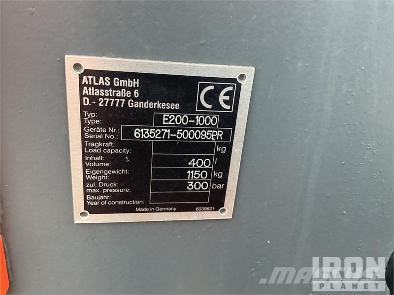 Atlas E200-1000 1080 mm Rotating 400L Demolition Grapple Grapples