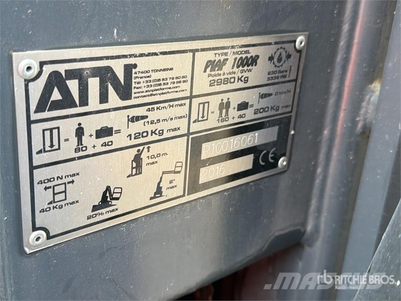 ATN Piaf 1000R Nacelle A Mat Droit Vertical Mast Lift Personenaufzüge