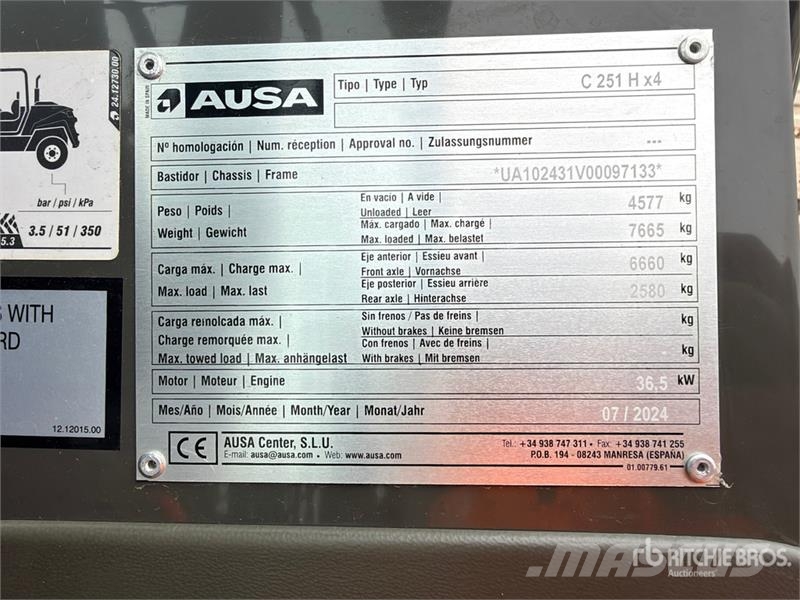 Ausa C251HX4 1600 kg 4x4 Rough Terrain Forklift (Unused Внедорожные погрузчики