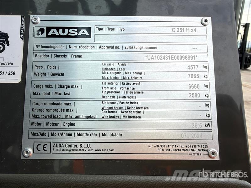 Ausa C251HX4 2500 kg 4x4 Rough Terrain Forklift (Unused Terrängtruck