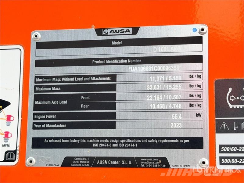Ausa D1001APG 10.1 t 4x4 Swivel Dumper (Unused) 건설현장 덤프트럭