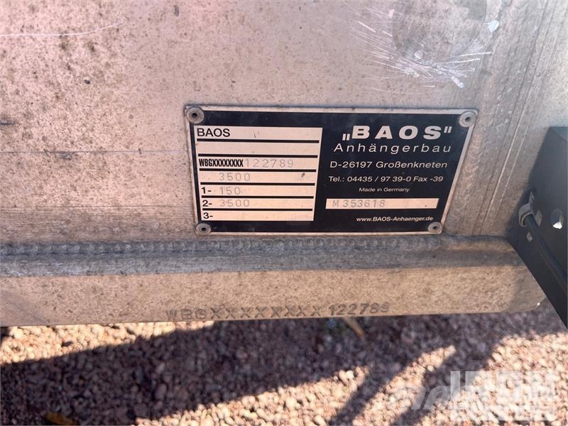 Baos M353616BS 3.62 m T/A Flatbed Trailer Vlakke laadvloer