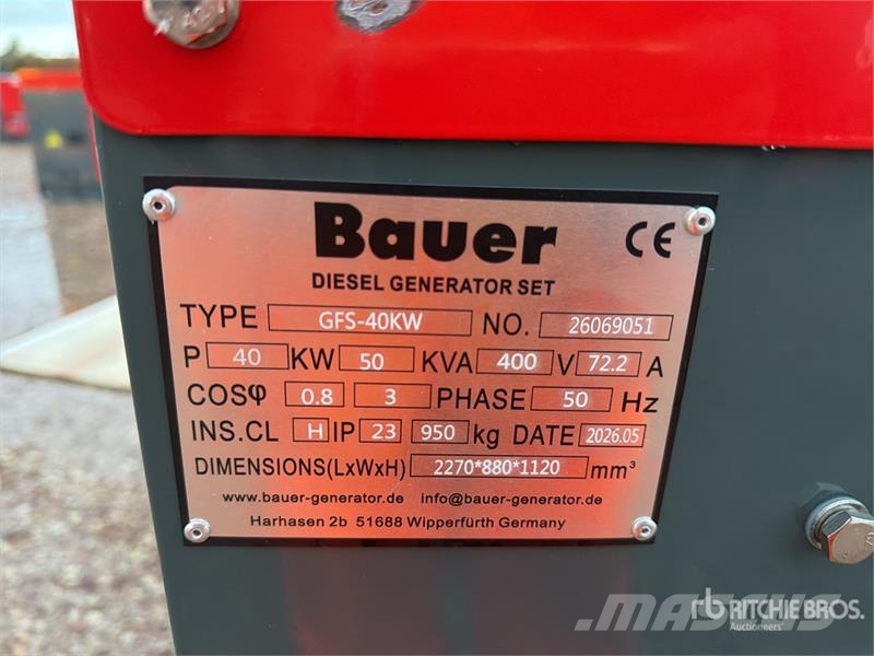 Bauer Generatoren GFS-40KW 50 kVA Skid-Mounted Generator Дизельные генераторы