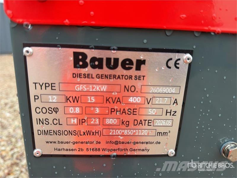 Bauer Generatoren GFS-12KW 15 kVA Portable Generator Set Egyéb Áramfejlesztők