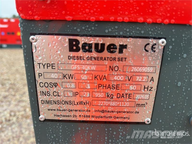 Bauer Generatoren GFS-40KW 50 kVA Skid-Mounted Generator Dizel generatori