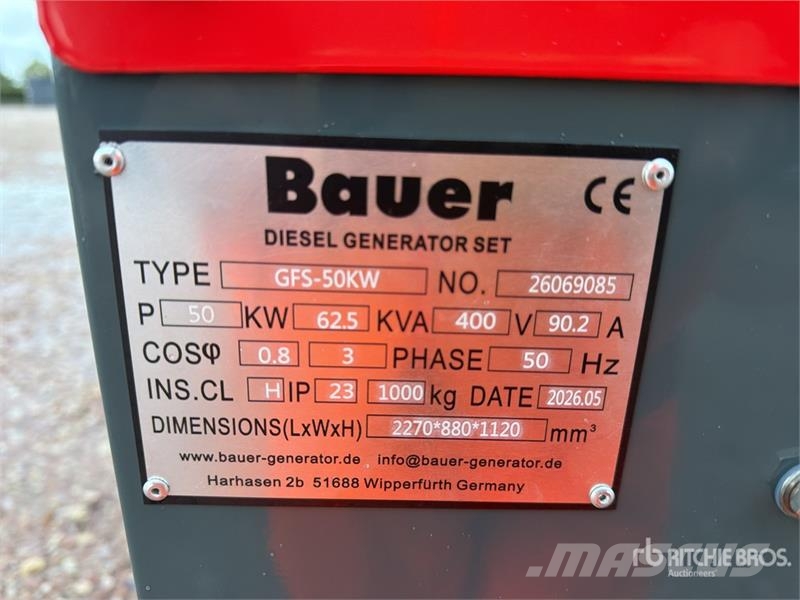 Bauer Generatoren GFS-50KW 62.5 kVA Skid-Mounted Generat Дизельные генераторы