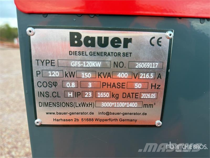 Bauer Generatoren GFS-120KW 150 kVA Skid-Mounted Generat Дизельные генераторы