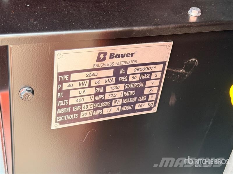 Bauer Generatoren GFS-40KW 50 kVA Skid-Mounted Generator Dizel generatori