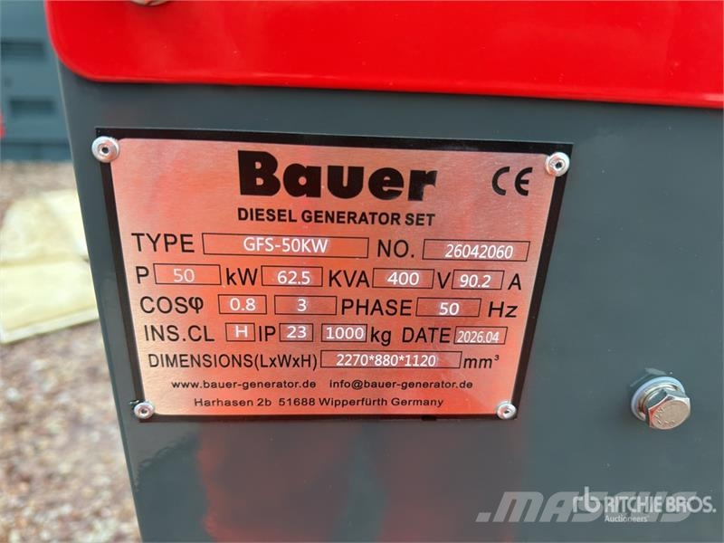 Bauer Generatoren GFS-50KW 62.5 kVA Skid-Mounted Generat Дизельные генераторы
