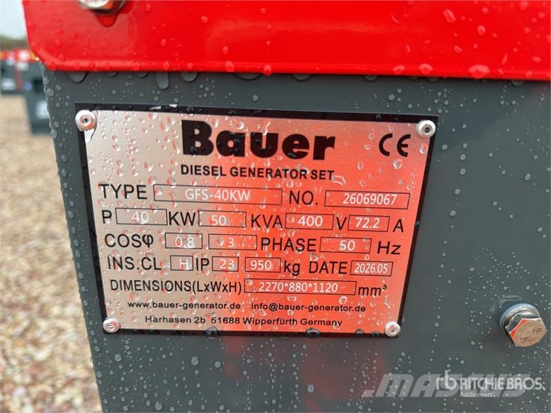 Bauer Generatoren GFS-40KW 50 kVA Skid-Mounted Generator Dizel generatori