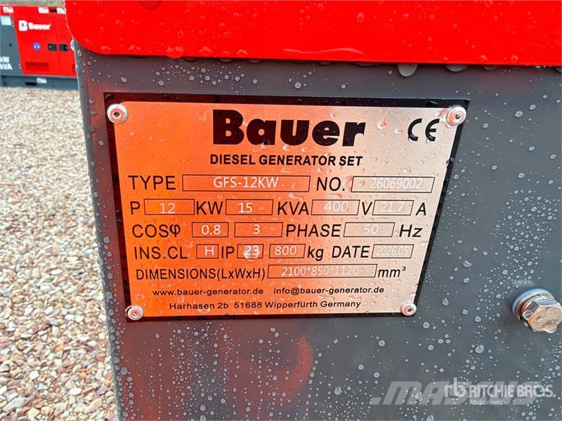 Bauer Generatoren GFS-12KW 15 kVA Portable Generator Set Egyéb Áramfejlesztők