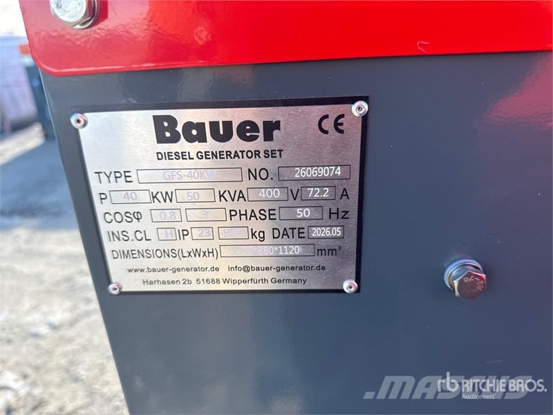 Bauer Generatoren GFS-40 ATS 50 kVA Skid-Mounted Generat Générateurs diesel
