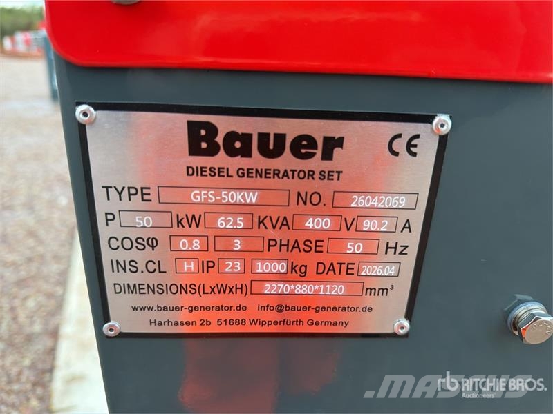 Bauer Generatoren GFS-50KW 62.5 kVA Skid-Mounted Generat Дизельные генераторы