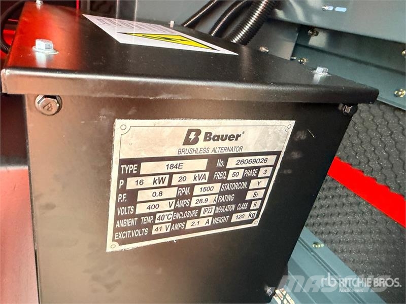 Bauer Generatoren GFS-16KW 20 kVA Skid-Mounted Generator 디젤 발전기
