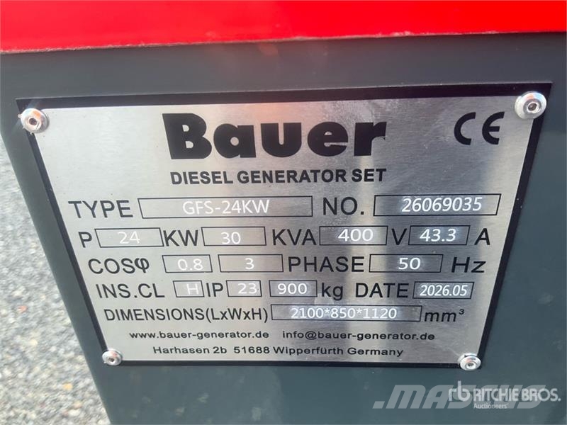 Bauer GFS 24 ATS 30 kVA Generator Set (Unused) Diesel Generatoren