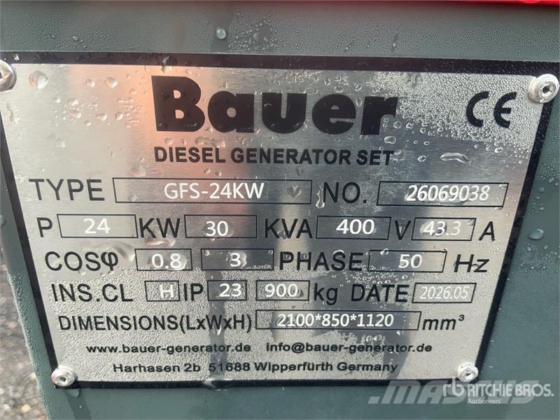 Bauer GFS 24 ATS 30 kVA Generator Set (Unused) Dízel áramfejlesztők