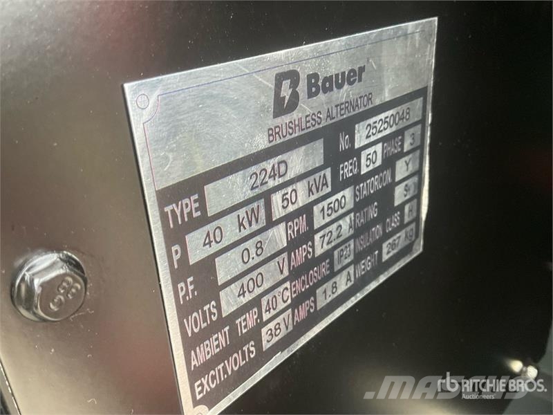 Bauer GFS-40 ATS 50 kVA Generator Set (Unused) Diesel Generatoren
