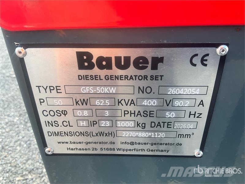 Bauer GFS 50 ATS 62.5 kVA Generator Set (Unused) Diesel Generatoren