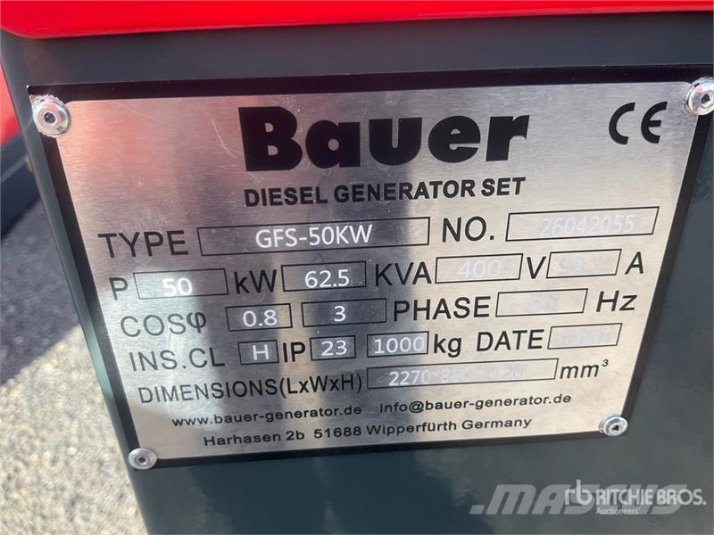 Bauer GFS 50 ATS 62.5 kVA Generator Set (Unused) Diesel Generators
