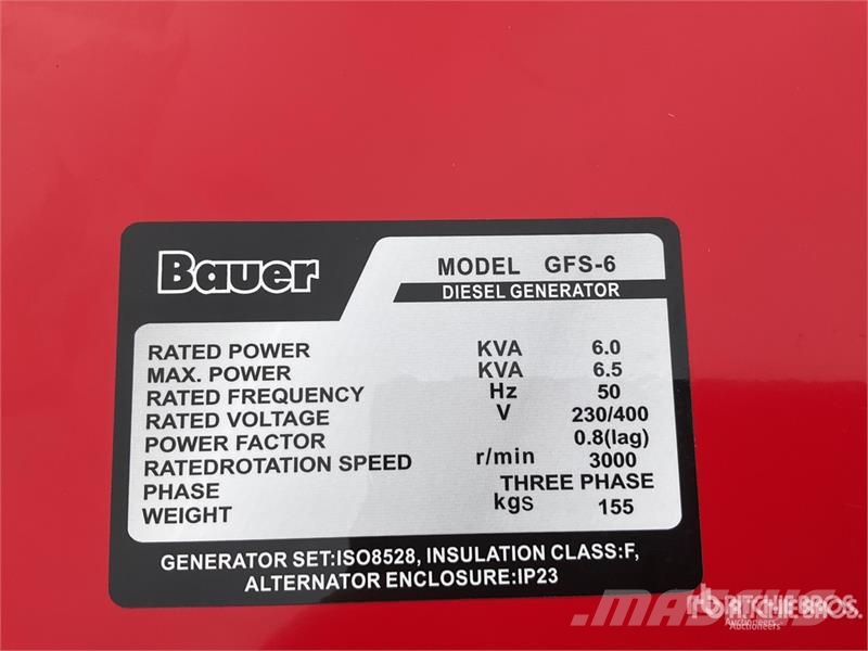 Bauer GFS 6 ATS Portable Generator Set (Unused) Ostali agregati