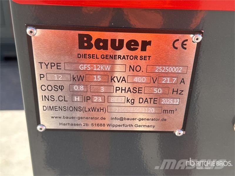 Bauer GFS12KW Groupe Electrogene (Non Utilise) 12 kW/15  Autres générateurs