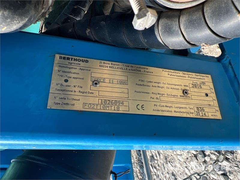 Berthoud Force II 1000 3-Point Hitch Sprayer Ρυμουλκούμενα ψεκαστικά