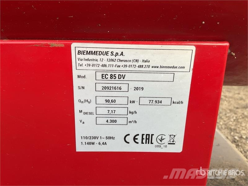 Biemmedue EC85DV Space Heater Opvarmnings- og optøningsmaskiner