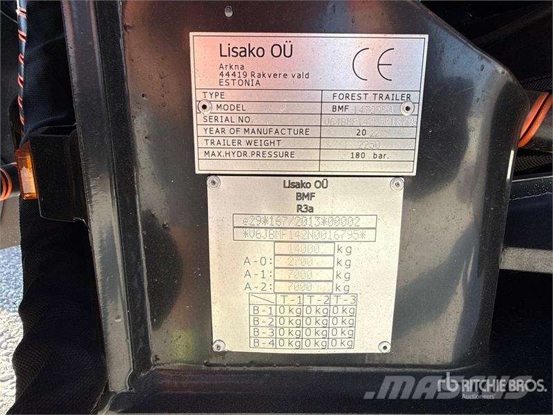 BMF 14T2PRO T/A Forestry Trailer ,ctrl (Unused) 其他拖車