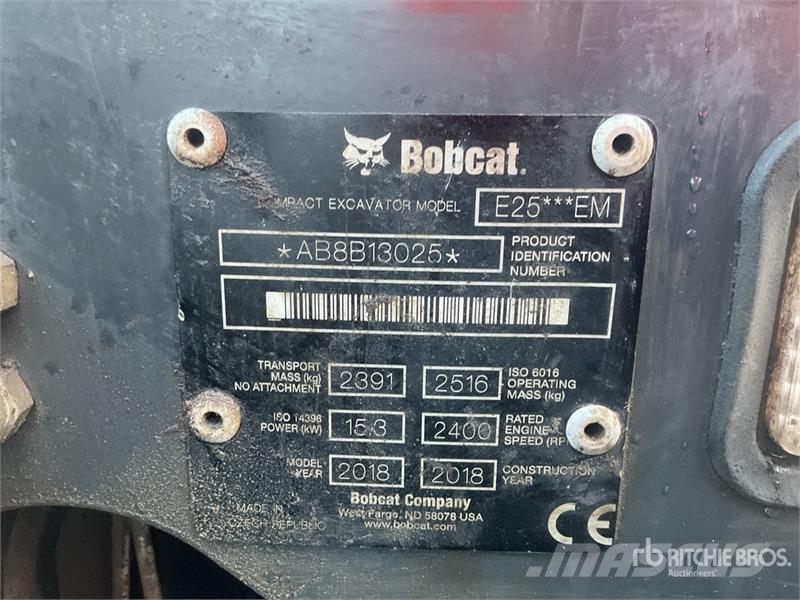 Bobcat E25 Mini Excavator حفارات صغيرة أقل من 7 طن (حفارات صغيرة)