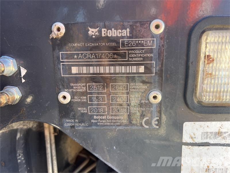 Bobcat E26 E M Mini- Pelle Mini Excavator حفارات صغيرة أقل من 7 طن (حفارات صغيرة)