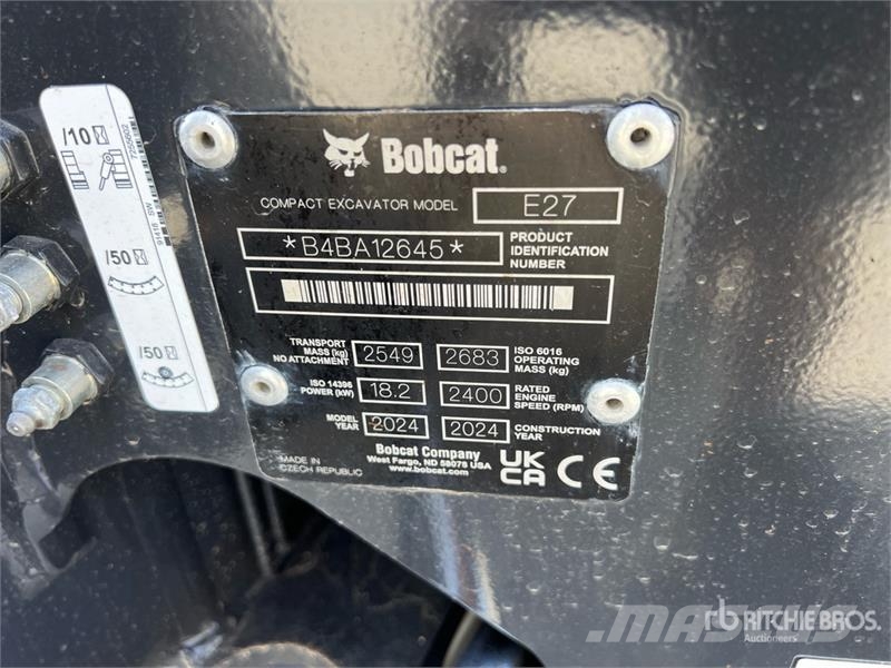 Bobcat E27 Mini Excavator Mini ekskavatörler, 7 tona dek