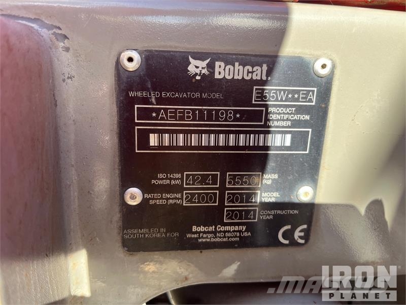 Bobcat E55W Wheel Excavator Bagri na kolesih