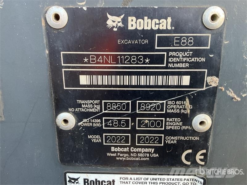 Bobcat E88 Tracked Excavator Kāpurķēžu ekskavatori