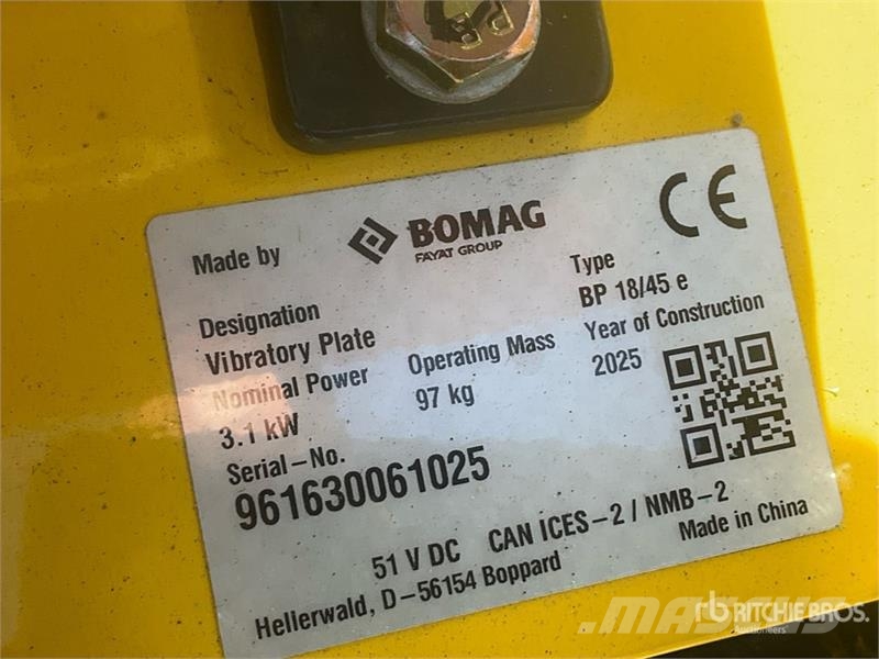 Bomag BP18/45e Electric Vibratory Plate Compactor Vibro plošče