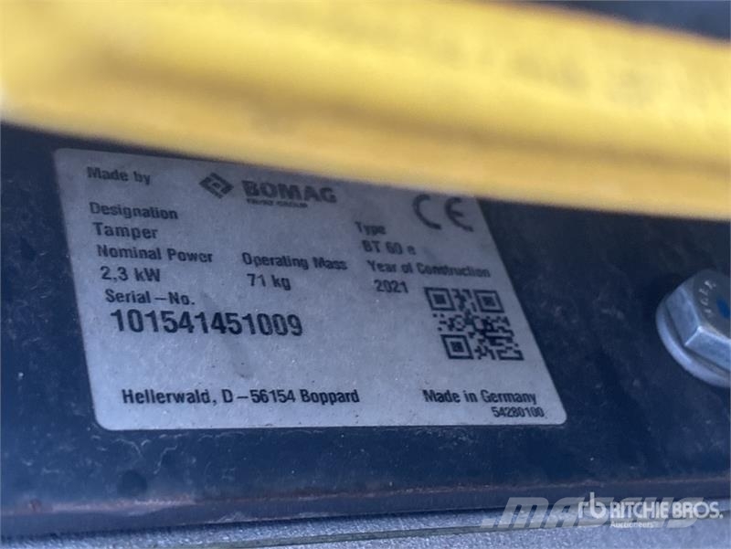 Bomag BT 60 e Electric Jumping Jack Tamper Pisones compactadores
