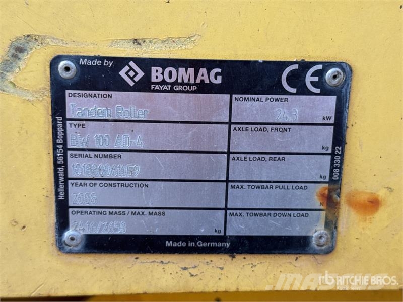 Bomag BW 100 AD-4 Compacteur Vibrant Tandem Double Drum Rouleaux tandem