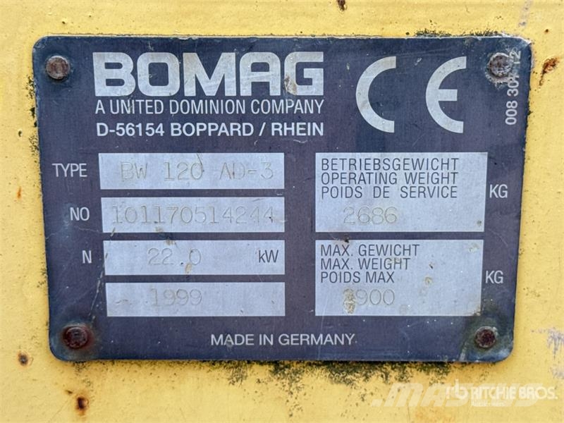 Bomag BW 120 AD-3 Compacteur Vibrant Tandem Double Drum  Rodillos de doble tambor