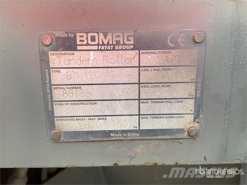 Bomag BW 120 AD-4 Compacteur Vibrant Tandem Double Drum Rouleaux tandem