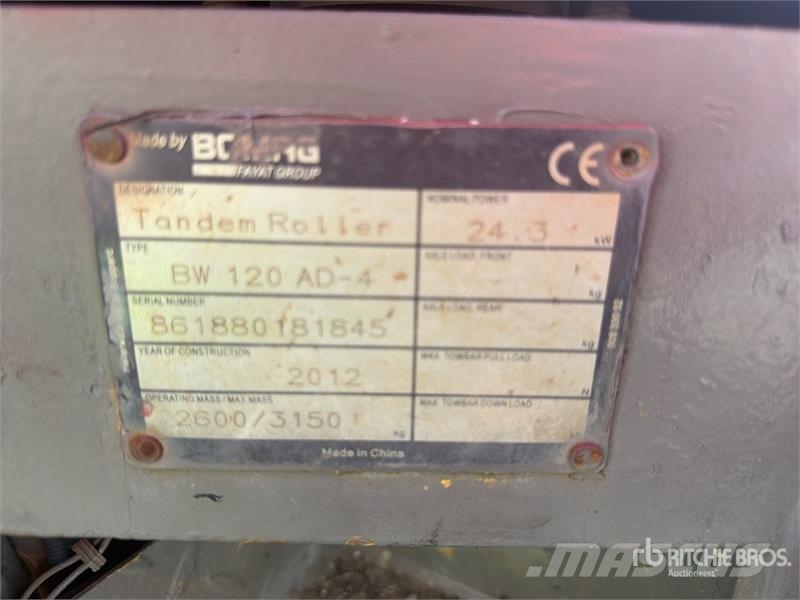 Bomag BW120 AD4 Compacteur Vibrant Tandem Double Drum Ro Tandemwalzen