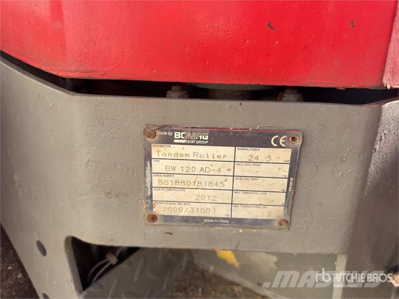 Bomag BW120AD-4 Compacteur Vibrant Tandem Double Drum Ro Rouleaux tandem