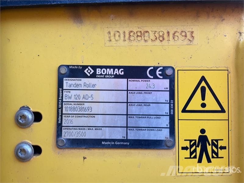 Bomag BW120AD-5-5 Double Drum Roller Rolos compactadores de tambor duplo