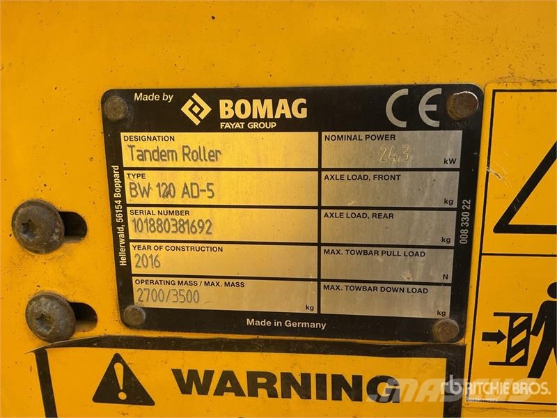 Bomag BW120AD-5 Double Drum Roller Tandemové válce