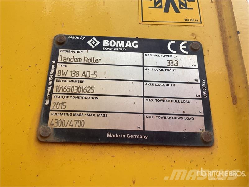 Bomag BW138AD-5 Double Drum Roller Tandemové válce