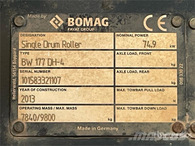Bomag BW177DH-4 Smooth Drum Compactor Грунтові котки