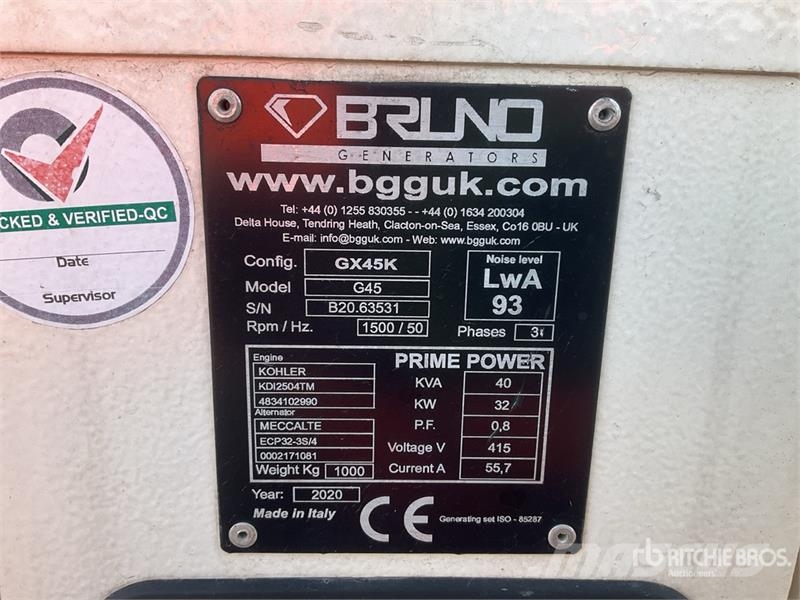 Bruno G45 40 kVA Skid-Mounted Generator Set Dieselgeneratorer