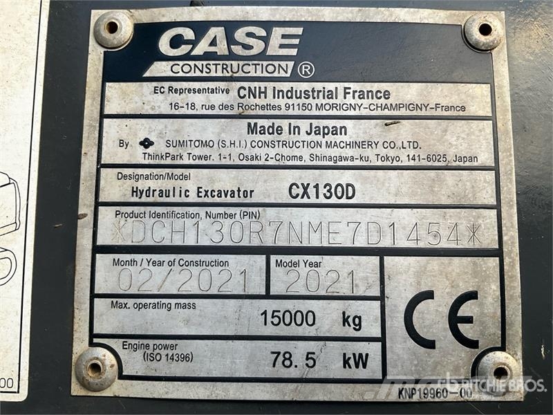 CASE CX130D Tracked Excavator Escavadoras de rastos