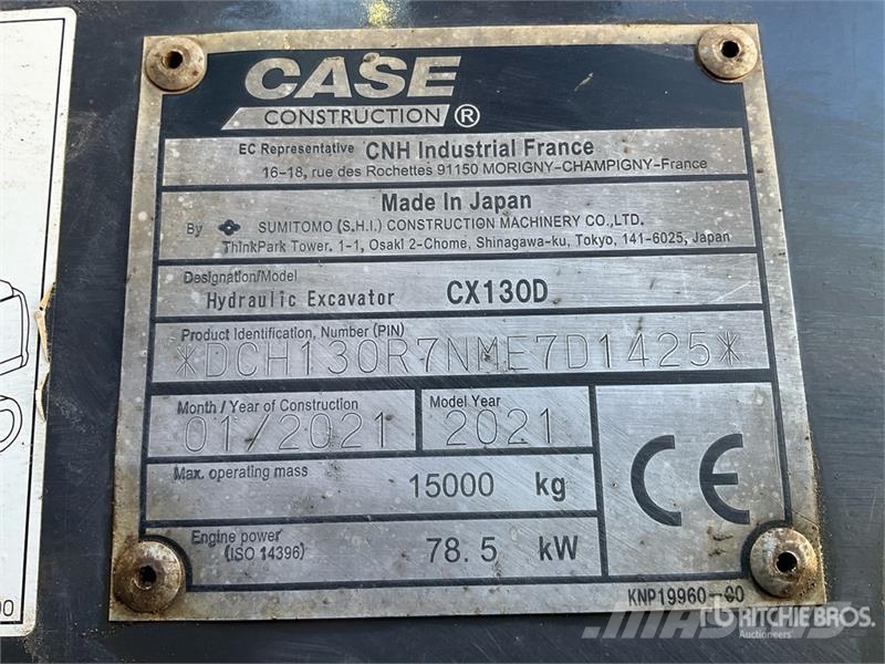 CASE CX130D Tracked Excavator Crawler excavators